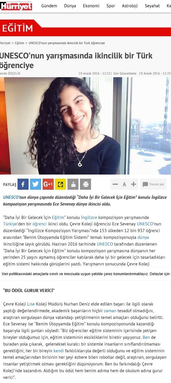 UNESCO BAŞARISI - HÜRRİYET GAZETESİ